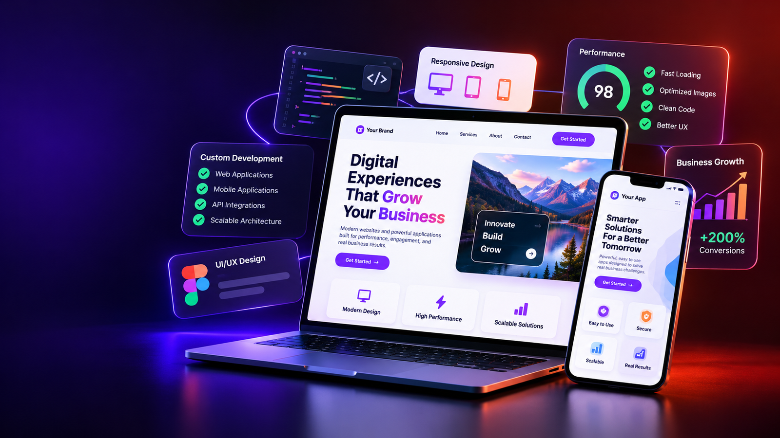 Website and web application development